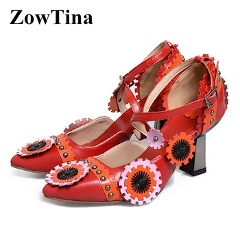 

Sexy Pointed Toe Women Pumps Red Leather Formal Dress Wedding Shoes Gladiator Ankle Strap High Heels Stilettos Studded Shoes