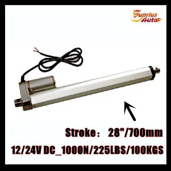 

Low Price : 12V/24V DC , 28"/700mm stroke linear actuator motor, with mounting brackets electric linear actuator by express