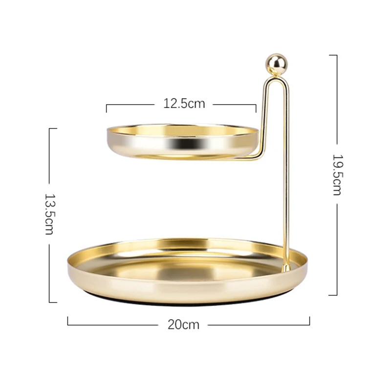 Железный двойной слой лоток для хранения мелочей закуски ювелирные изделия косметический дисплей тарелка Органайзер для спальни инструменты украшение дома