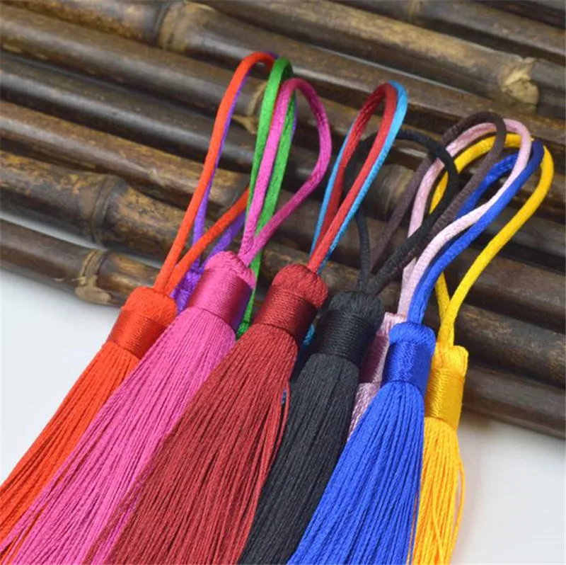 Yesucan 10PCS 12+5cm LongTassel Keychain Cellphone Straps Necklace Jewelry Charms DIY Accessories For Earrings Necklace Pendants