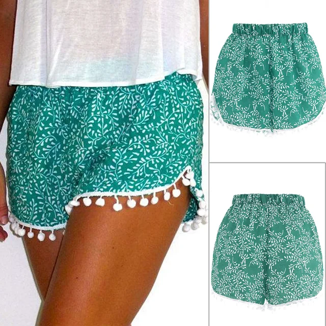 This Summer Women Popular Floral Elastic Waist Cotton Shorts For Female Short Pants Woman Plus Size Beach Shorts