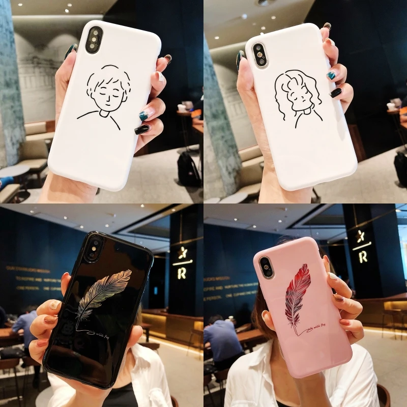 

Cute Soft Silicone Cover For iphone XS MAX XR iphone X 10 Cartoon Feather Case For iphone 7 8 6 6s plus Phone Cases 6plus 8plus