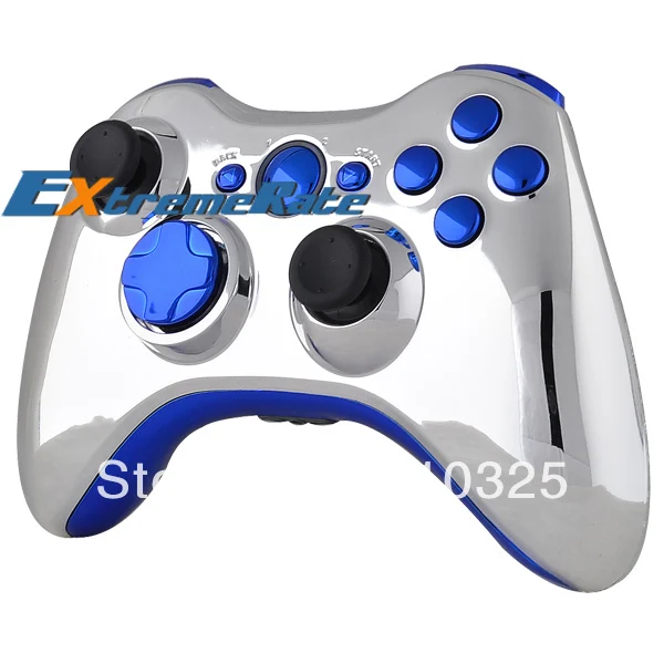 Chrome Silver Controller Case for Xbox 360 Housing Game Mod Kit Repair