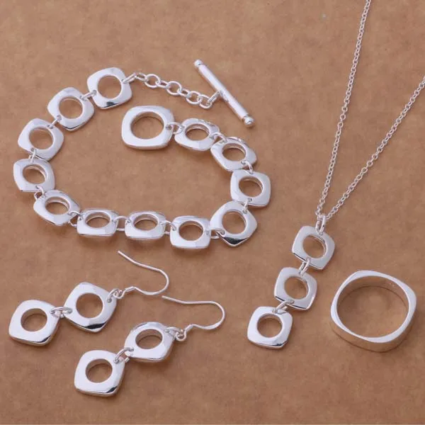 

AS220 Hot 925 sterling silver Jewelry Sets Bracelet 163 + Necklace 239 + Earring 319 + Ring 244 /aiuajaba aphajgoa
