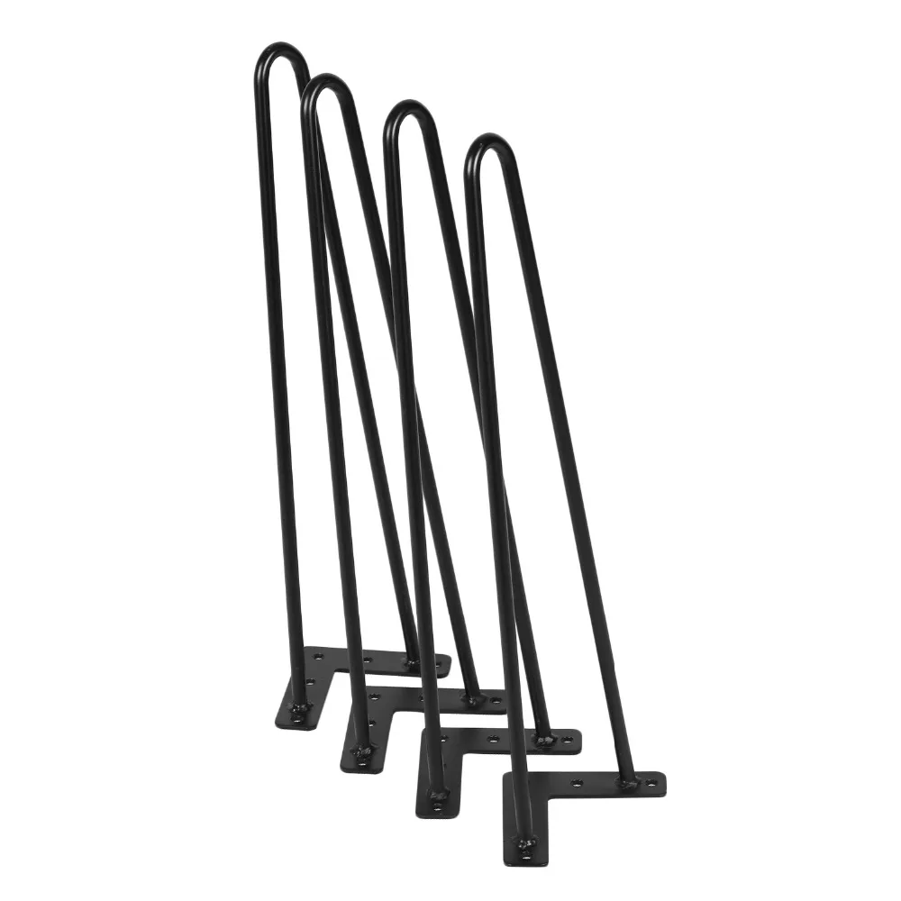 22 Inch Heavy Duty Two Rod Angled Design Coffee Dining Table Hairpin Legs Support Brackets Furniture Accessaries Black