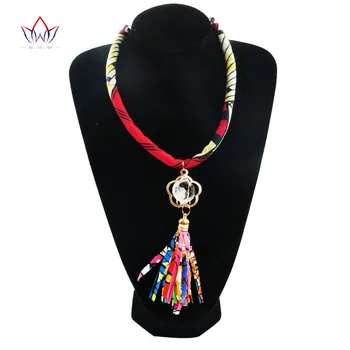 

2020 New Fashion African Costume Jewelry Africa Wax Fabric Statement Necklace Tassel Bridesmaid Engagement Africa Gifts WYA42