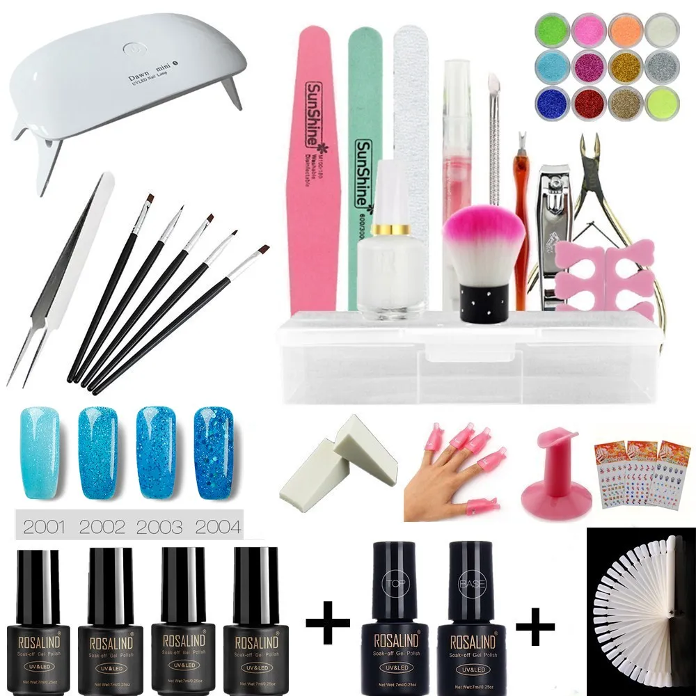 

Nail set dryer UV LED light and UV gel varnish Polish top base coat manicure tool 4 color nail polish nail cover