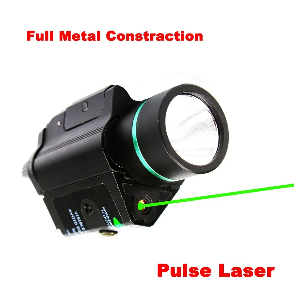 Охотничий комбинированный Металлический Зеленый пульсирующий точечный светодиодный фонарик 200LM 3 Вт с 20 мм рейкой Вивер Пикатинни для 17