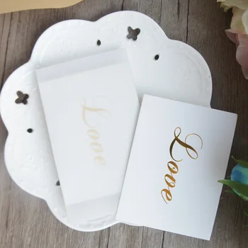

25pcs Mini love Card gold with transparent white envelope multi-use Scrapbooking DIY Decor party invitation gift message card