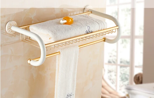 Настенный белый и золотой полотенце держатель алюминиевого сплава аксессуары для ванной комнаты вешалка для полотенец полки