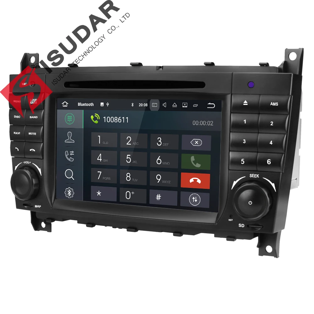 Perfect Isudar Two Din Car Multimedia Player Android 8.1 DVD Player For Mercedes/Benz/W203/CLK200/CLK22/C180/C200 GPS Radio FM 2GB 16GB 3