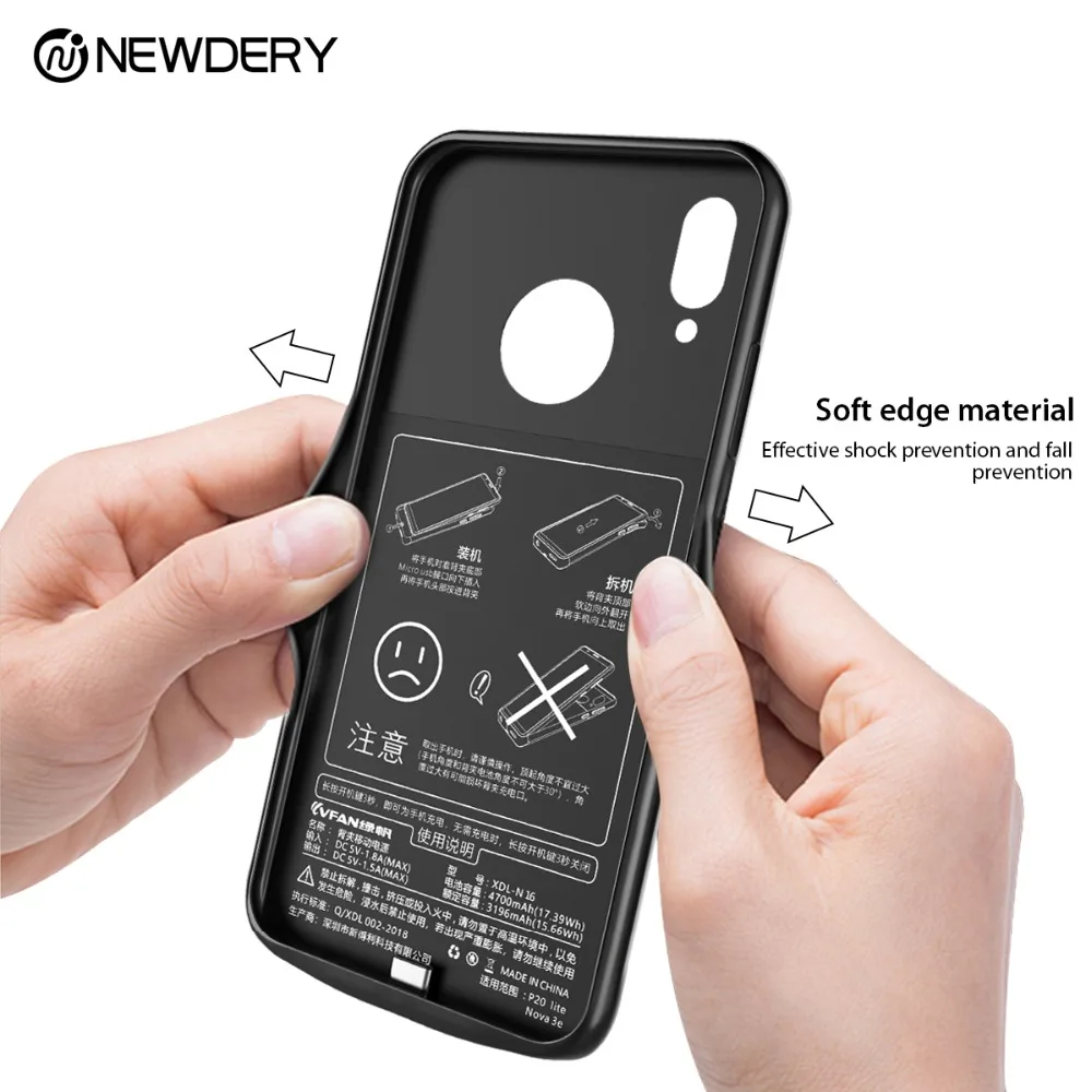 NEWDERY de la caja de batería para Honor nova 3 20s pro 8 8X 9 9X 10 Lite V20 externa del caso del cargador para Huawei P20 Lite nova 3E Banco de la energía - 5