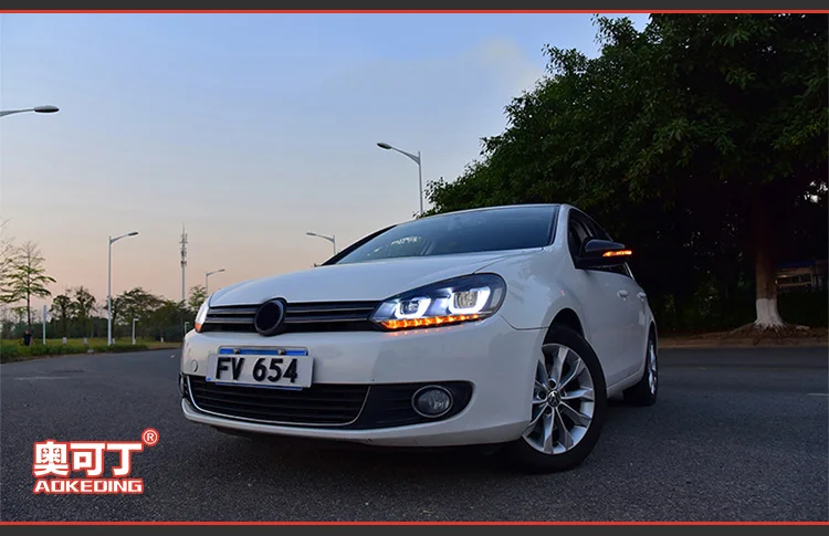 AKD Тюнинг автомобилей фары для VW Golk6 Golf 6 MK6 светодиодные фары DRL ходовые огни биксеноновые фары Противотуманные фары с ангельскими глазками авто