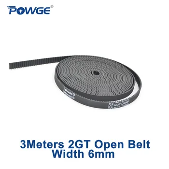 

POWGE 2MGT 2M 2GT open synchronous Timing belt GT2 2M-6 2GT-6 width 6mm Rubber Small backlash Linear Motion 3D Printer 3meters