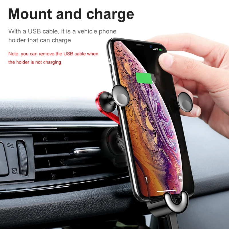 Baseus Auto Telefon Halter Schwerkraft Air Vent Halterung Handy Halter Stehen für iPhone USB C Kabe