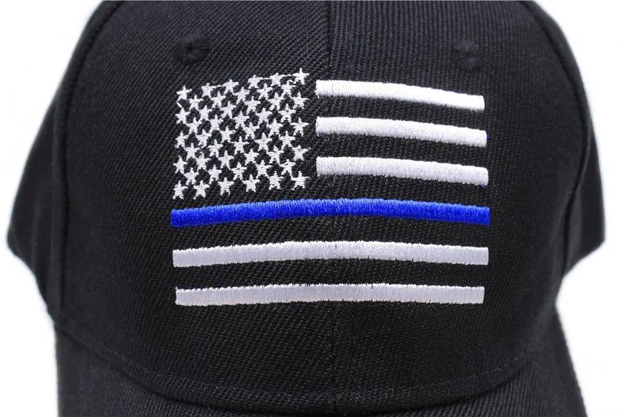 LIBERWOOD Флаг США тонкая синяя/красная линия шляпа тактические шапки для полиции американский флаг черные бейсболки с вышивкой