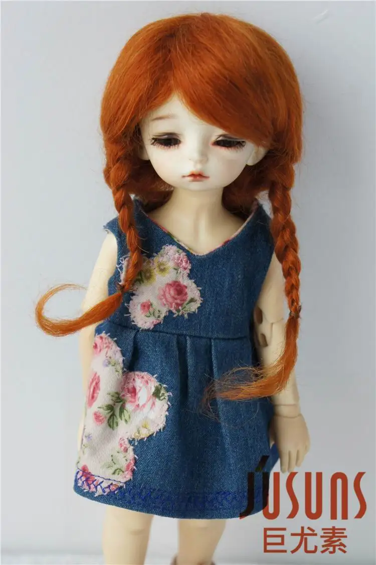 JD018 1/8 1/6 красивый парик для куклы мохеровый Анна двойная коса BJD волосы Размер 5-6 дюймов 6-7 дюймов bjd кукла парик - Цвет: 6-7inch Carrot M8