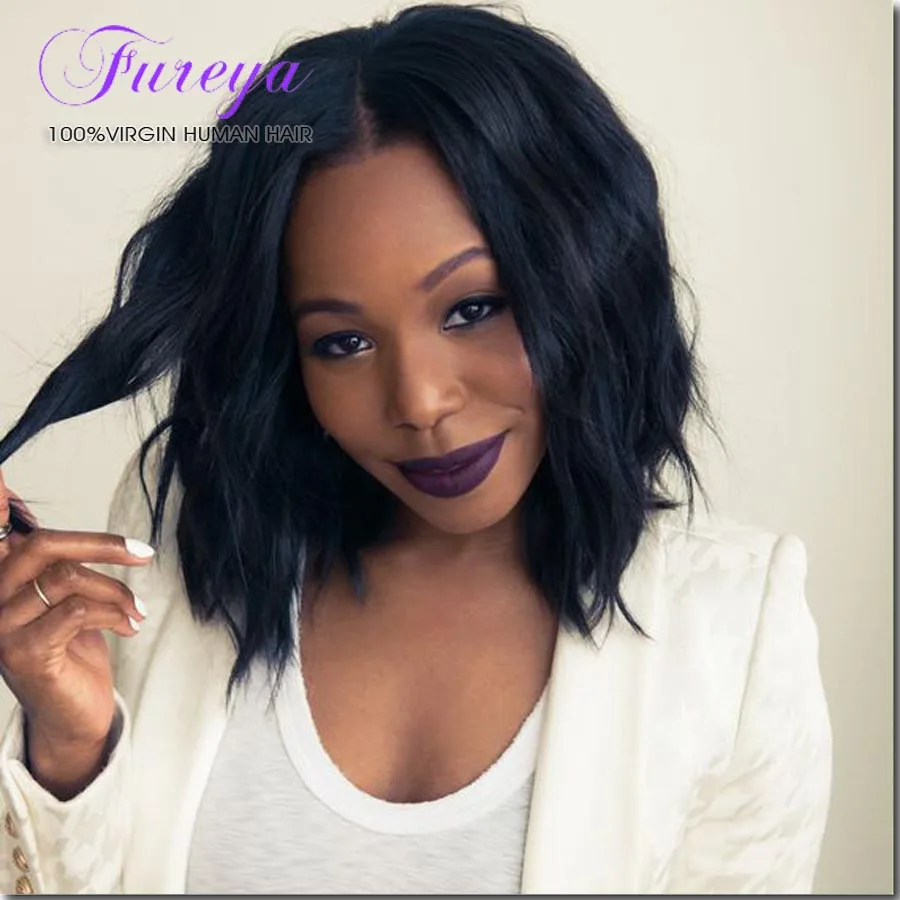 

Glueless Brazilian Full Lace Human Hair Wigs Natural Wave Short Bob Human Hair Wigs For Black Women Lace Front Wigs With Bangs