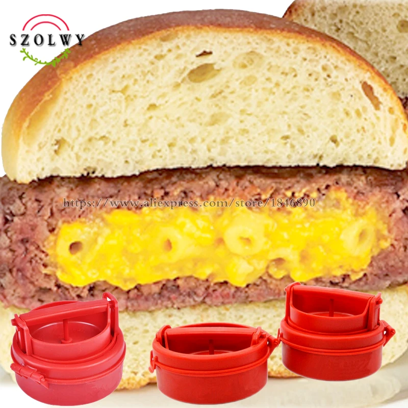 Красный инструменты для приготовления пищи силиконовый гамбургер пресс Гамбургер производитель барбекю Бытовая Кухня как видно по телевизору