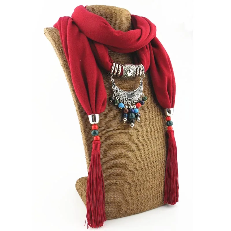 Дизайн массивное ювелирное изделие кулон ожерелье шарфы для женщин ювелирные изделия шарф 180x40cmPure цвет полиэстер хлопок ювелирные изделия шарф