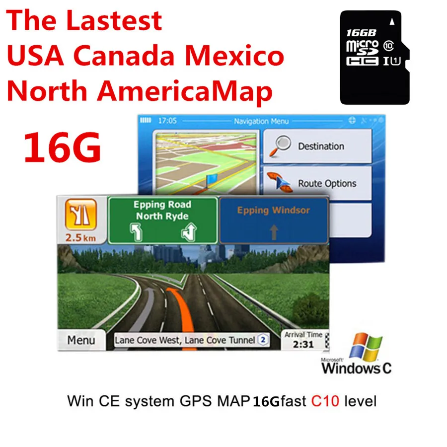 16G gps карта sd-карта памяти Северная Америка Канада Мексика подходит для системы WCE автомобильный блок радио Автомобильный gps навигация