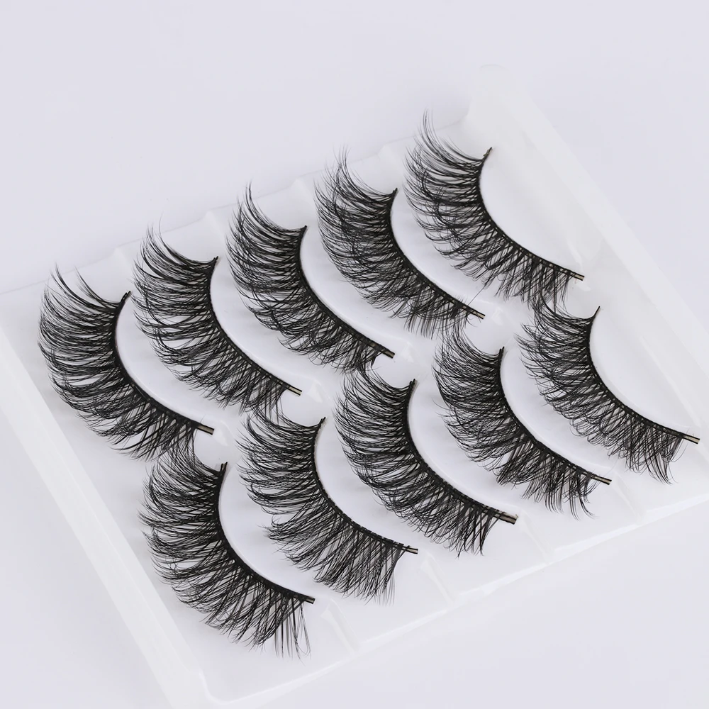 

5 Pairs Makeup 3D Messy Long False Eyelashes Handmade Wispy Crisscross Fluffy Lashes Natural Long Volume Fake Eye Lashes