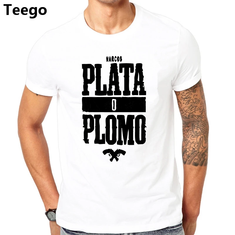 Интернет-Магазины Для Футболку 2017 Plata O Plomo Narcos Пабло эскобар Серебро Или Свинца