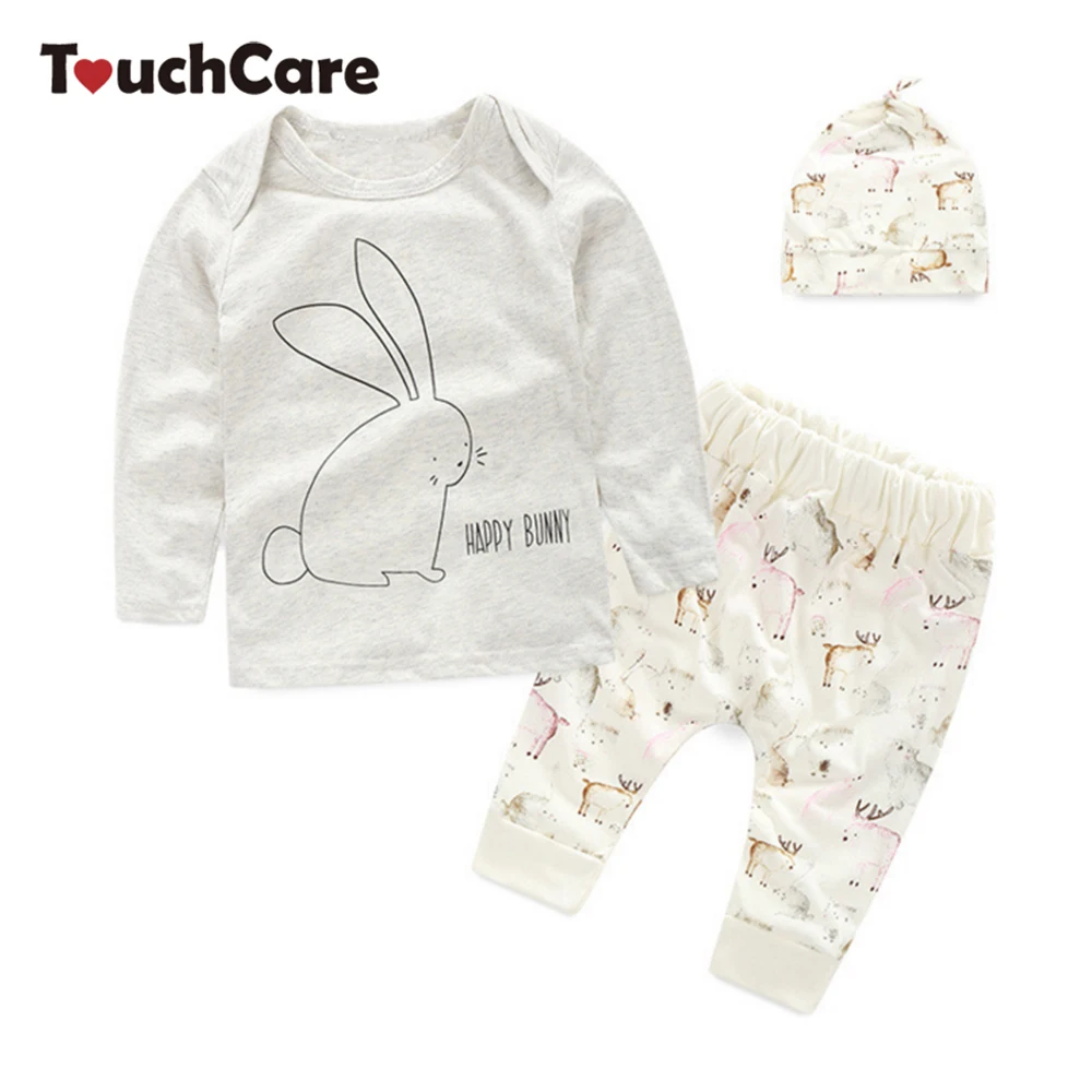 Clearance Infant Baby Boy Girl Clothing Set Cartoon Rabbit Elk Printed