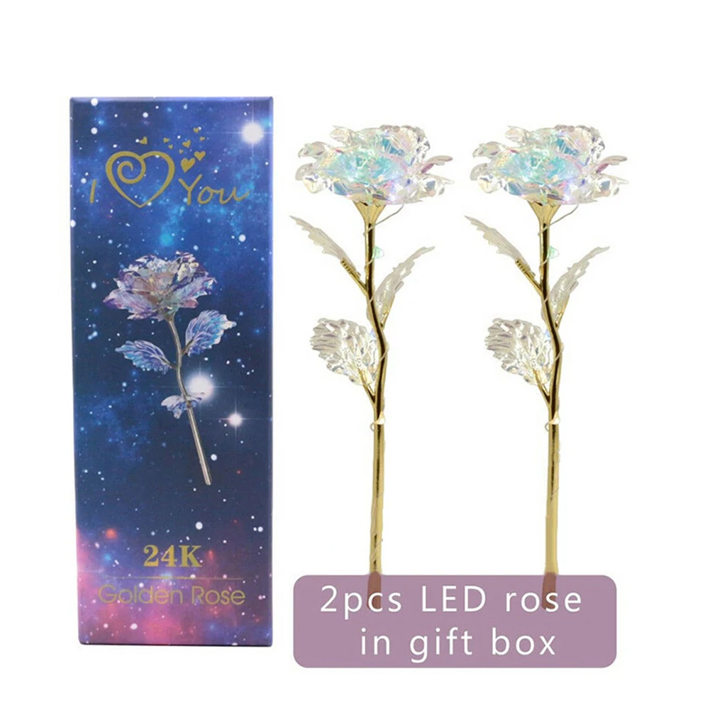 

Hot 2 Sets LED Light Crystal Rose Flower Kit for Anniversary Valentine's Day LSK99