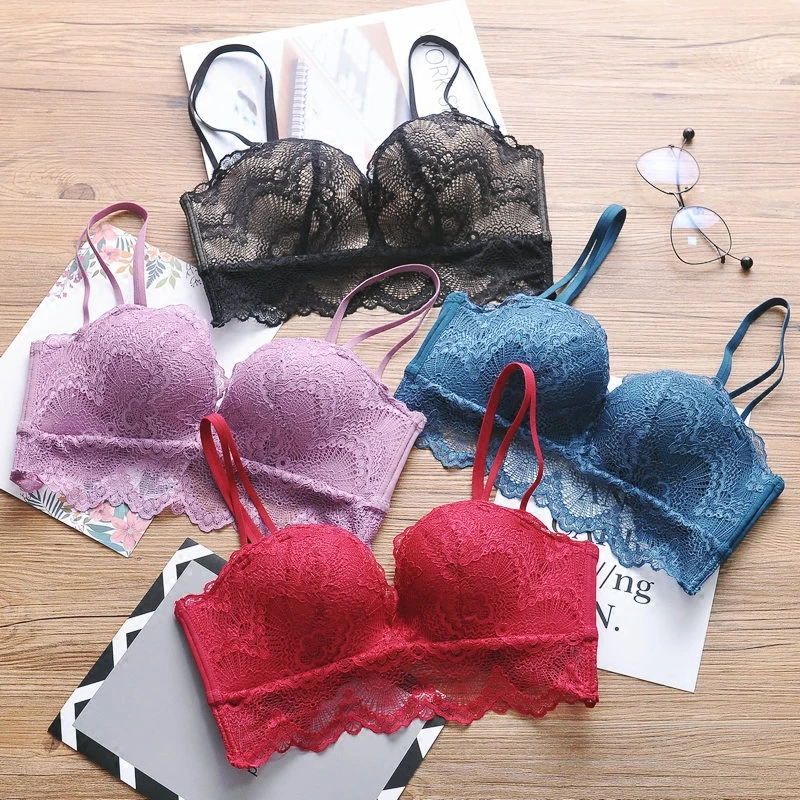 Кружевное бесшовное нижнее белье с глубоким v образным вырезом 6 цветов|push up