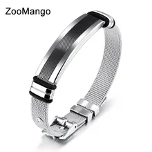 ZooMango регулируемый браслет для мужчин сетчатый ремешок периметр 17-21 см черный/золотой цвет из нержавеющей стали обёрточная браслеты OGH877
