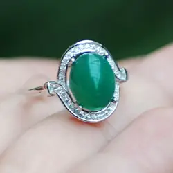 Lanzyo 925 стерлингов Серебряные кольца натуральный зеленый халцедон Ювелирные украшения на день рождения для Для женщин оптовая продажа