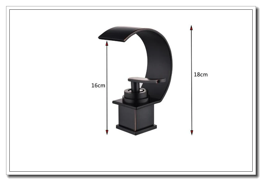 Бортике водопад ванная комната кран горячей и холодной воды смесителя Chrome медь одно отверстие черный ELK1109
