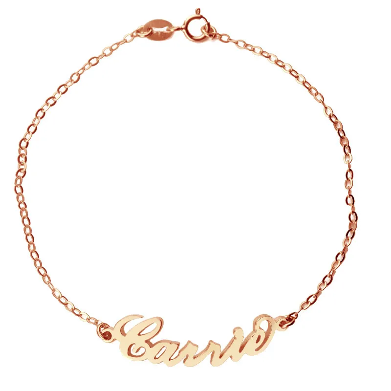 

AILIN Freeshipping--Carrie Style Name Bracelet Rose Gold Color over Silver Anklet -Role Chain Personalized Name Jewelry
