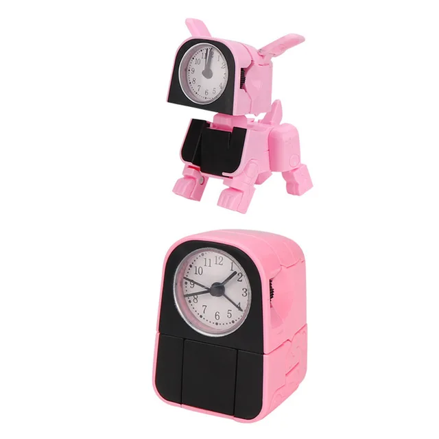 Mini Alarm Clock Dog Shape Deformation Puppy Alarm Clock Kids Toy BM88