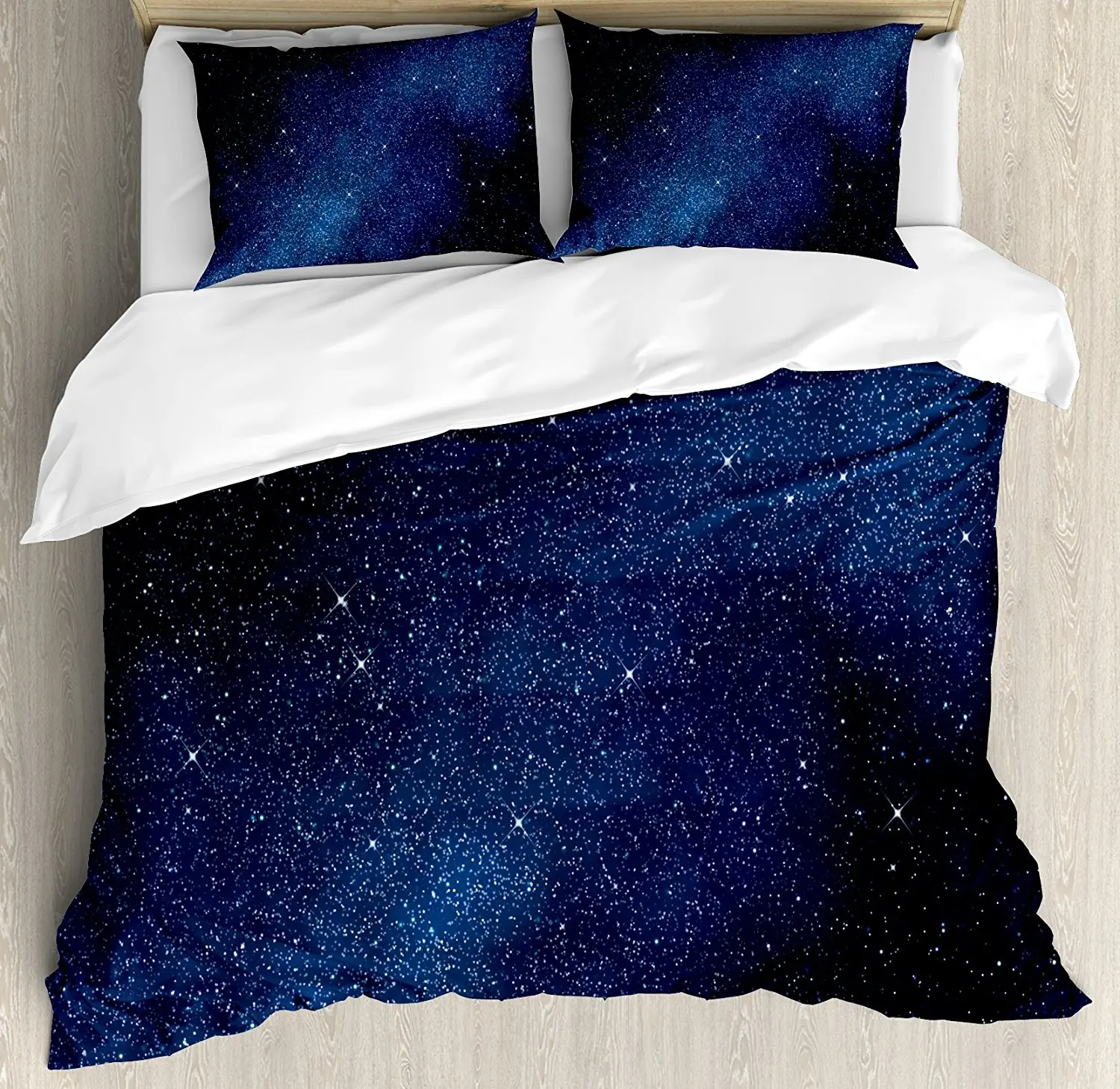Night Duvet Cover Set Space with Billion Stars Inspiring View Nebula