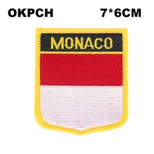 Monaco Shield Форма Железный Флаг патч вышитые пилы на значки, патчи для одежды PT0132-S