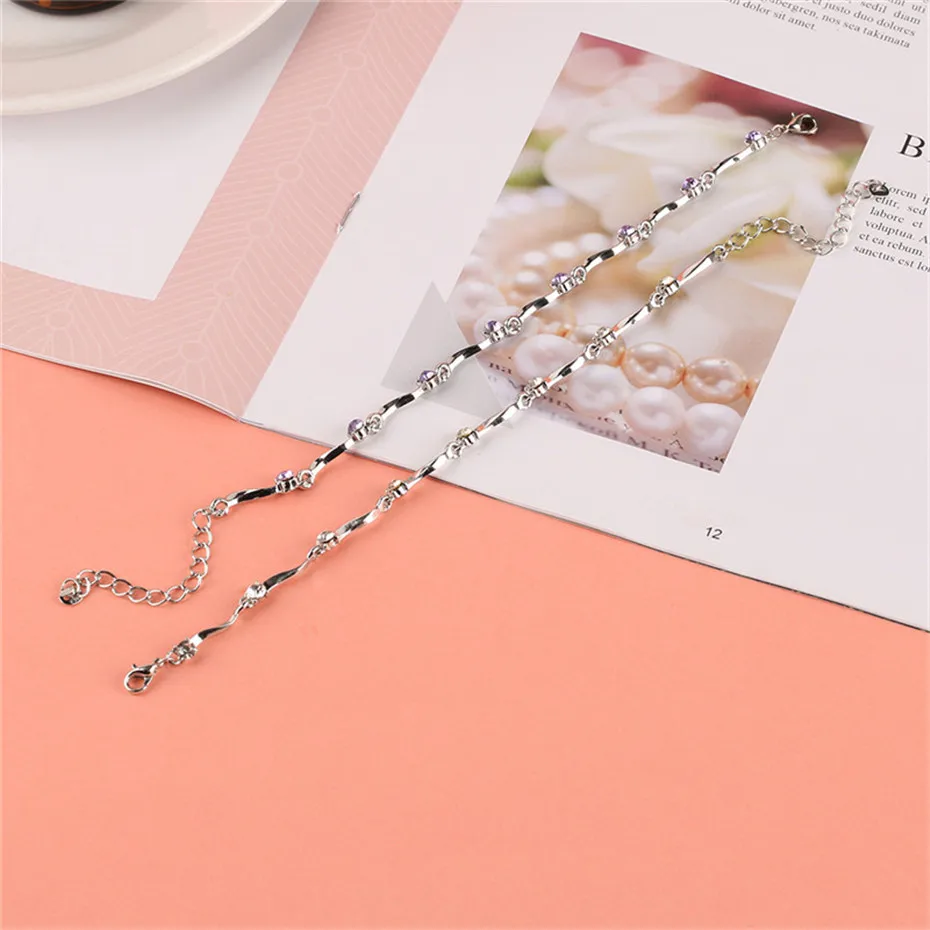 Purple Silver Rhinestone Creative Skeleton-joint Shape Women Bracelet Adjustable Pendants Accessories Fashion Jewelry Female Birthday Gifts (6)