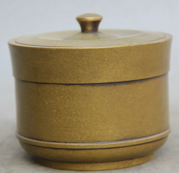 

JP S0524 4" Marked Chinese Copper Folk circular food foodstuff water vessel Pot Jar Crock