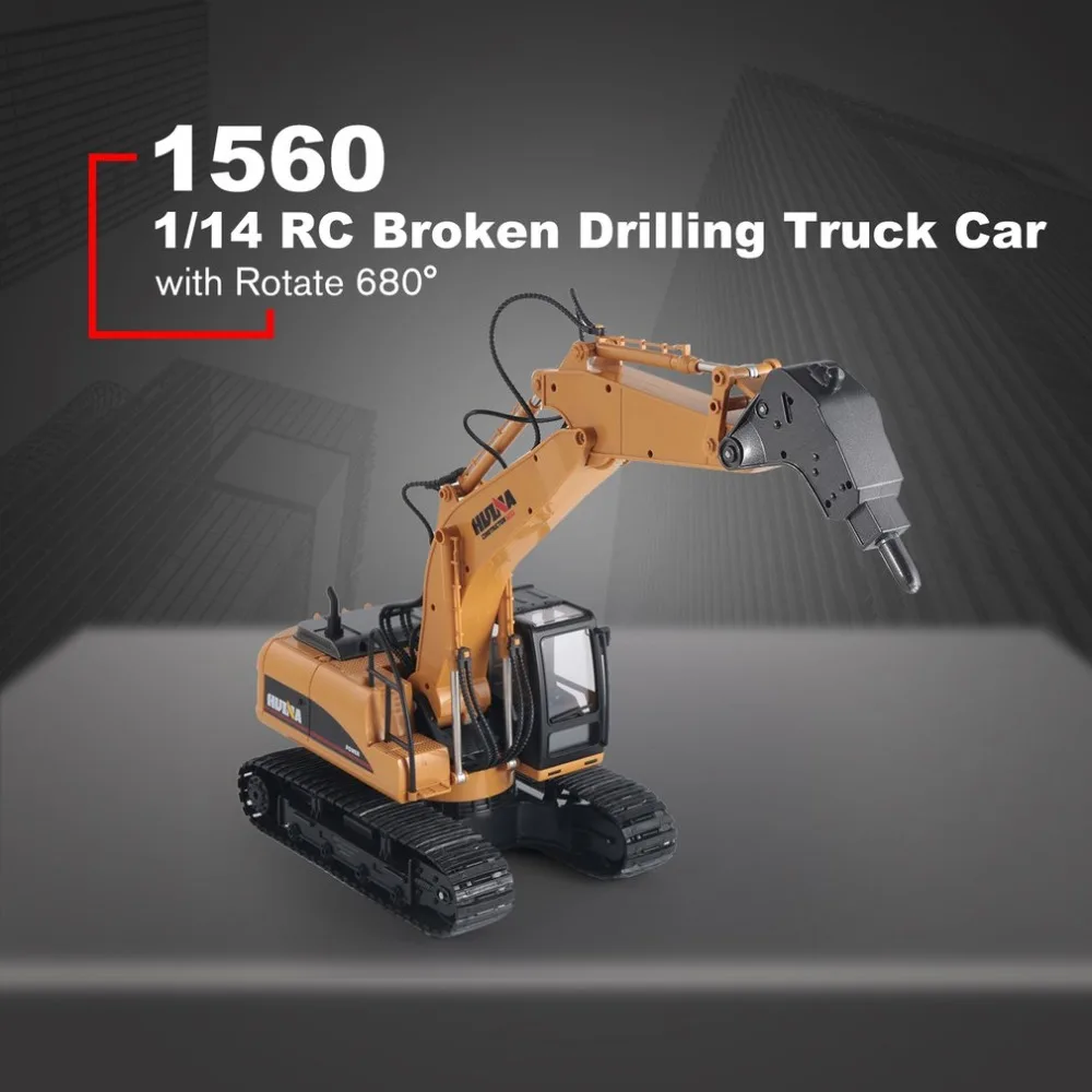 

HUINA TOYS 1560 1/14 16CH Alloy RC Broken Drilling Truck Engineering Construction Car Vehicle with Sound Light Rotate 680 RTR