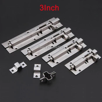 

2pcs/lot New 3 inch Stainless Steel Door Bolt Security Home Window Door Bolt Latch Gate Lock Sliding Lock With Screws K198