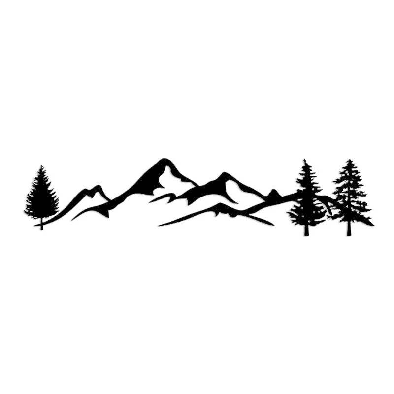 For SUV RV Camper Offroad 1pc 100cm Black/White Tree Mountain Car Decor PET Reflective Forest Car Sticker Decal Mayitr