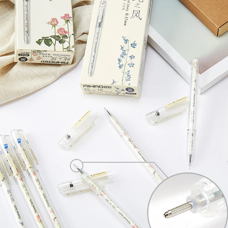 AIHAO Pure Wind Gel Pen 12 Pcs 8653 Business Office Signature Pen 0.35mm Student Special Needle Water-based Pen Writing Too