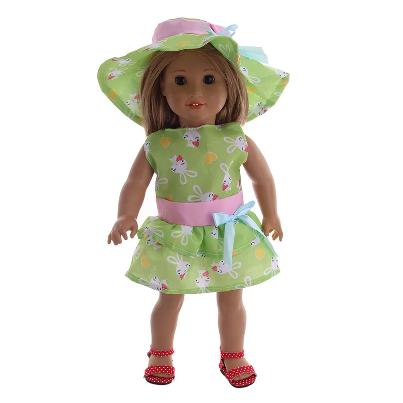 Милый узор повседневное Плащ 3 шт. = шляпа+ пальто брюки для девочек подходит 18 дюймов американский и 43 см Детские аксессуары для кукол, девоче