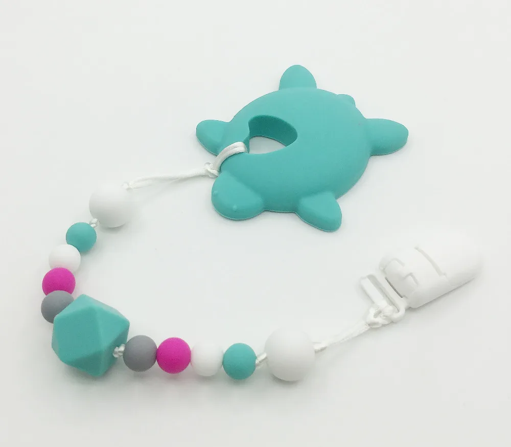 NEW 5pcs Silicone baby Teething pendant clips silicone Teething