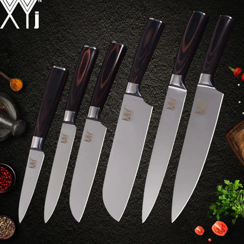 

XYj Kitchen Stainless Steel Knife Set High Carbon Sharp Chef Slicing Santoku Utility Paring Knife Meat Sushi Fruit Cooking Tool