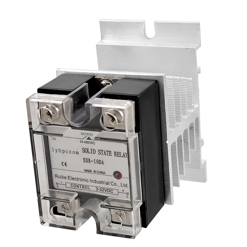 

DC 3-32V to AC 24-480V Solid State Relay SSR 10A with Black Heat Sink