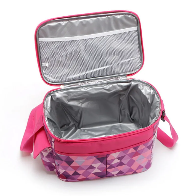 

Portable Insulated Lunch Box Bag Triangle Print Multifunction Food Picnic Lunch box Women kids Men Tote Thermal Bag