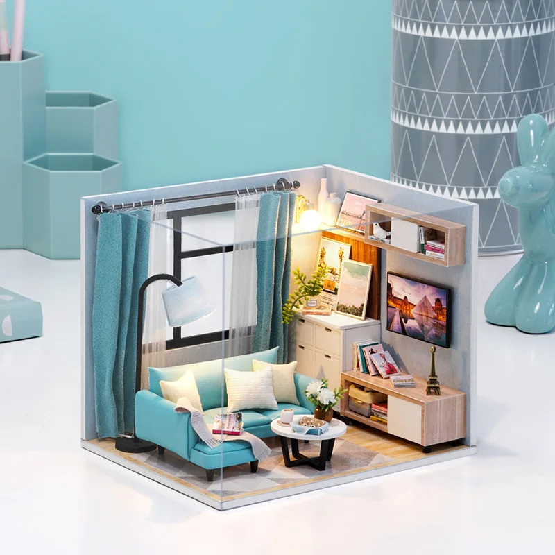 

Doll House Furniture Miniature Dollhouse DIY Miniature House Toys for Children DIY Dollhouse Gift for Birthday H-018