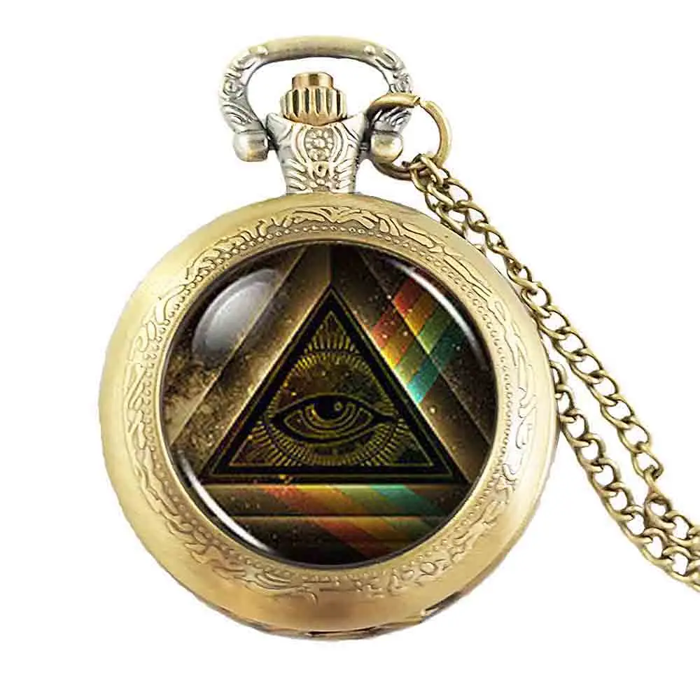 

Qiyufang vintage Masonic free Mason Freemason Illuminati pendant Pocket Watch Satanism chain dr who 1pcs/lot Steampunk women men